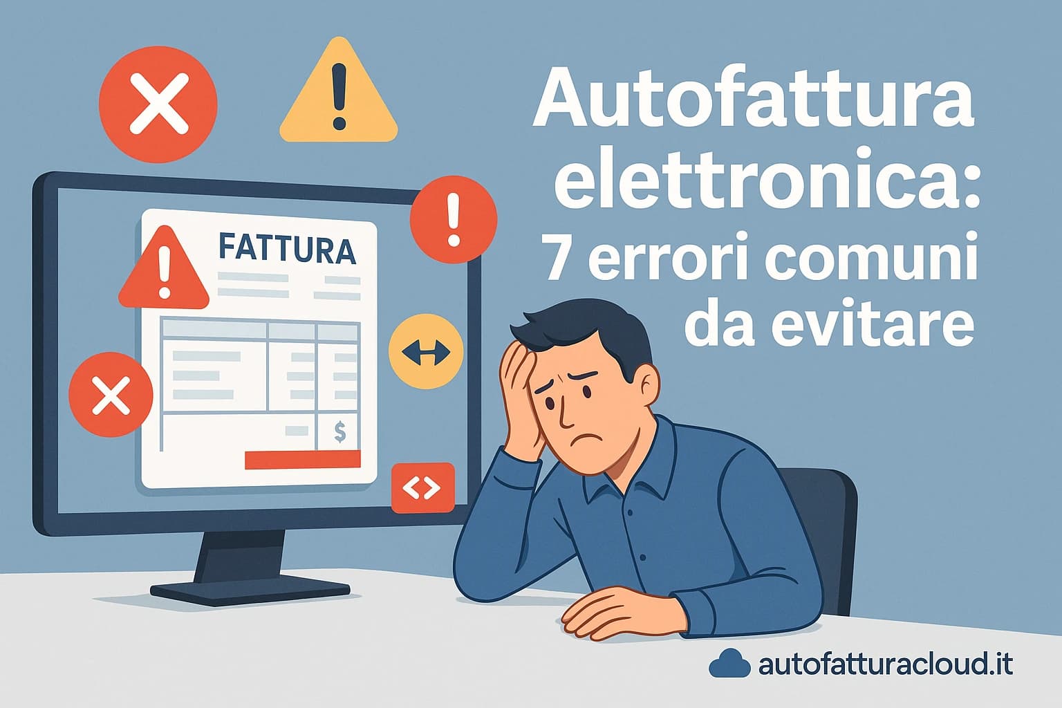 Mani che indicano errori comuni su un modulo di autofattura elettronica
